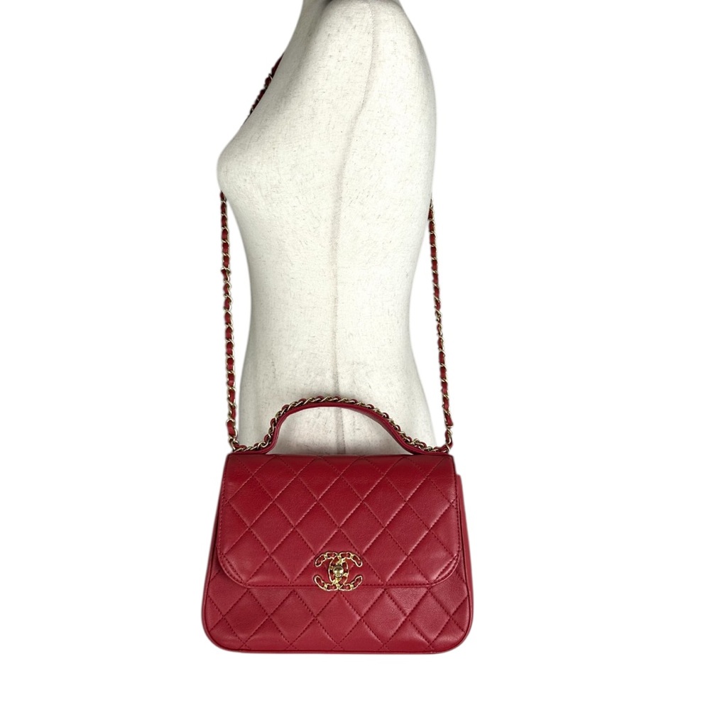 CHANEL 19 TOP HANDLE FLAP BAG RED 2019 AUTHENTIC - Picture 4 of 12
